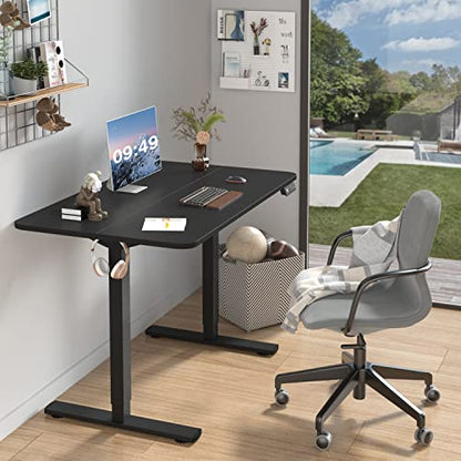 Furmax 48 Inches Electric Height Adjustable Standing Desk Home Office Desk | Large Sit Stand Up Computer Desk Memory Preset with T-Shaped Metal Bracket, Black - color: Black, size: 48 Inch