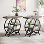 Tribesigns End Table Set of 2, 3-Tier Narrow Side Table with Storage, Wood Sofa Side Table with Geometric Metal Frame, Industrial Nightstand and Bedside Table for Living Room Bedroom - color: Grey