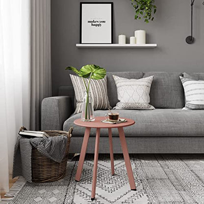 Grand patio Outdoor Side Table Round End Table with Square Feet Small Accent Table Great for Patio Balcony - color: Rose Dawn