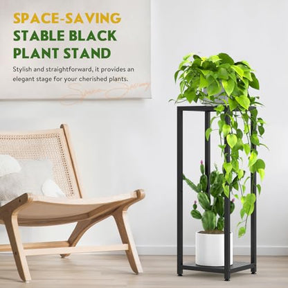 TOSKING Tall Plant Stand Indoor – 2-Tier Modern Metal Shelf, 30" Height & 200 LBS Capacity, Heavy Duty for Living Room, Balcony, Garden (Black) - color: Black-2-tier 30''