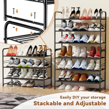 Simple Shoe Rack, 3 Tier Heavy Duty Metal Shoe Shelf 27 Inch Wide, Black - color: Black, size: 3 Tier