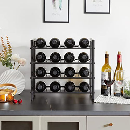 IBUYKE Metal Wine Racks Countertop,16 Bottles Wine Bottle Holder,TMJ903H | 4 Tiers Wine Rack Wine Rack Freestanding Wine Storage Cabinet for Home Kitchen Pantry Wine Cellar Bar - size: 16 Bottle