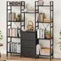 AFLUI Triple Bookshelf with 3 Fabric Drawers, 4-Tier Book Shelf and 10 Display Shelves, Industrial Large Bookcase for Home & Office, Black, 47'' Wide - color: Black, size: 4 Tier(47" W)