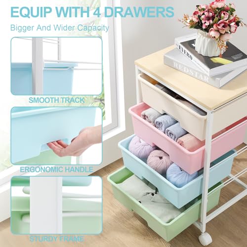 Utility Cart with 4 Drawers, Rolling Storage Cart with Drawers, Rainbow | Storage Rolling Drawer Cart - color: Rainbow