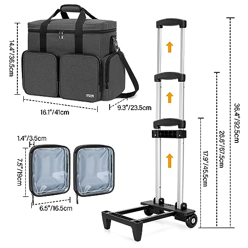 CURMIO Rolling Teacher Tote Bag with Padded Laptop Compartment for up to 15.6 Inches Laptop, Wheeled Teacher Bag for Teaching, Office, Craft, Black - color: Black