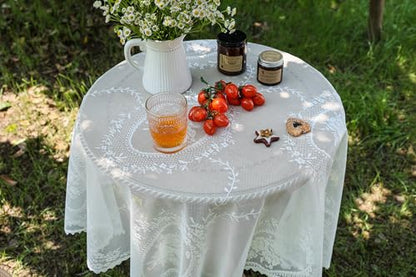 White Lace Small Rectangle Tablecloth 35 x 55 Inch Vintage Embroidered Table Cloth Shabby Chic Wedding Baby Shower Table Cover (White, 35"x55") - size: 55" x 35" (Rectangular)