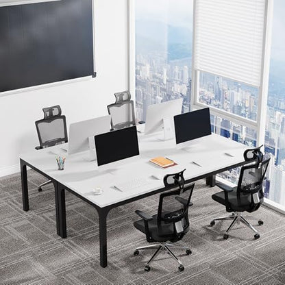 Tribesigns 6.5 FT Conference Room Table, 78.74" W x 27.56" D Large Office Conference Table, Modern Seminar Meeting Table Desk for Boardroom, Meeting Room (1, White and Black) - color: White and Black