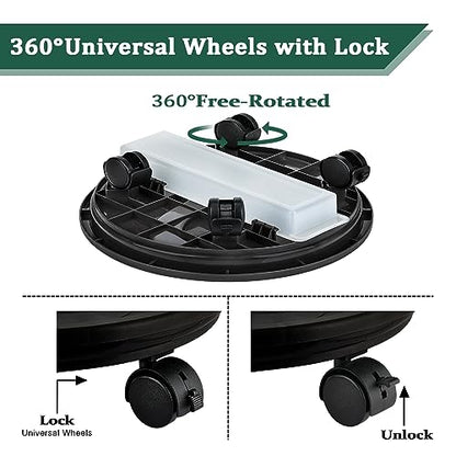 Looca Plant Caddy with Wheels and Drainage Tray, 13”Rolling Plant Stand Flower Pot Mover, Planter Caddies Round Plant Dolly for Heavy Duty Planter, 3 Pack, Bearing 120 lbs (Black) - color: black