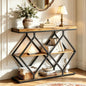 Garvee 3 Tier Console Table,39" Industrial Entryway Table,Open Wood Shelves | Sofa Table,Narrow Wood Accent Tables with Metal Frame for Hallway,Living Room,Behind Couch,Foyer,Entrance,Rustic Brown - color: Rustic Brown + Diamond-shaped
