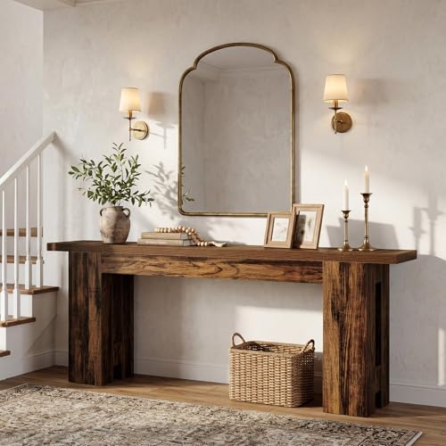 Tribesigns 86.6 Inch Extra Long Console Table, Rustic Narrow Farmhouse Sofa Table Behind Couch, Wooden Entryway Table for Living Room Hallway Foyer Entrance