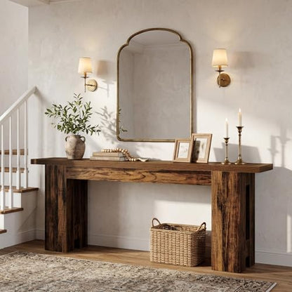 Tribesigns 86.6 Inch Extra Long Console Table, Rustic Narrow Farmhouse Sofa Table Behind Couch, Wooden Entryway Table for Living Room Hallway Foyer Entrance