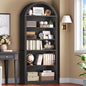 RALGEND Arched Bookshelf, 75.8" Tall Arch Bookcase with Storage, 6-Tier Farmhouse Book Shelf, Arched Cabinet, Wooden Bookshelf with Open Display Shelves, Adjustable Shelf, Office, Black - color: Black, size: 31.4"L x 11.8"W x 75.8"H