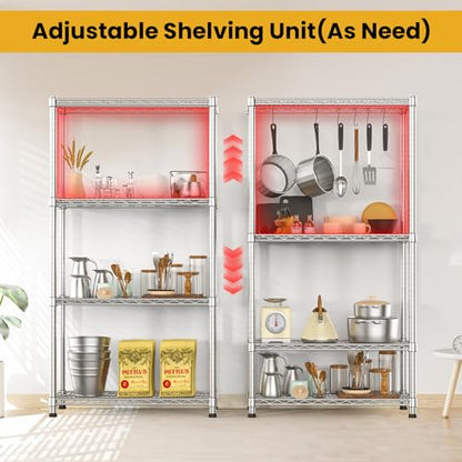 Heavy Duty Metal Wire Shelving Unit Industrial 4-Tier Garage Shelving Adjustable Storage Shelves Warehouse Storage Rack 2200LBS Standing Shelf for Pantry Laundry Kitchen Closet Utility14"Dx30"Wx59"H - size: 4-Tier-Silver[14"D x 29.9"W x 59"H]