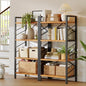 DurayLoly 2 Pieces 4 Tier Bookshelf for Narrow Space, Rustic Brown | Small Space Dwellers , Sidebars and Metal Frame - color: Rustic Brown, size: 4 Tier - 2 pcs