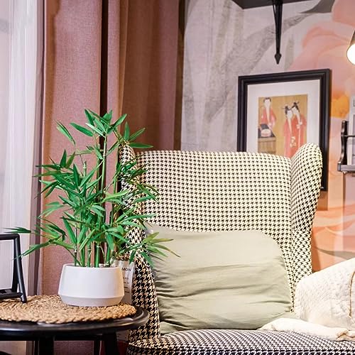 365 Blooming Decor 18 inch Tall White Potted Artificial Bamboo Plant- Luxury Artificial Bamboo Tree in White Pot for Home, Office, Kitchen, Counter Top, Indoor Decor, Money Tree, Lucky Tree.