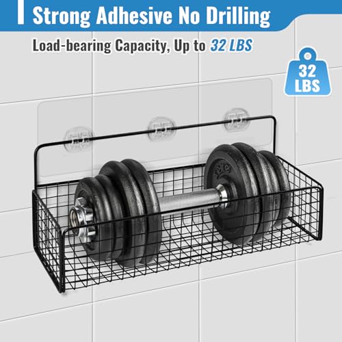 15 Pack Shower Caddy Adhesive Replacement - Strong No Drilling | Shower Shelf Adhesive Hooks for Bathroom Storage Shelves & Kitchen Racks, 3 Sizes Included
