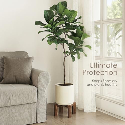 Leaf&lull Wood Plant Stand Indoor Outdoor Wooden Flower Pot Plant Holder Heavy Duty Low Plant Riser Plant Stool for Corner Living Room Fits 8 to 12 Inch Pots 1 Pack - size: 1 Pcs