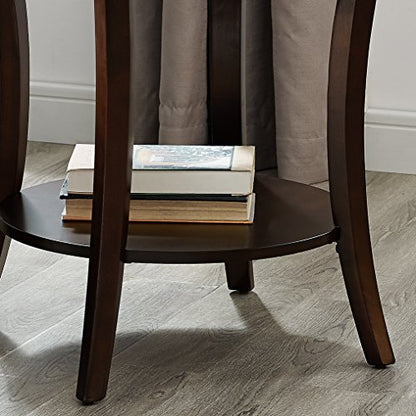 Roundhill Furniture Perth Contemporary Round End Table with Shelf, Espresso - color: Espresso