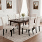 LSSBOUGHT Upholstered Dining Chairs Set of 6,Tufted Parsons Kitchen Chair with Solid Wood Legs, Modern Towel Fabric Side Chair for Dining Room/Restaurant(6pcs,Beige) - color: Beige-fabric, size: Set of 6