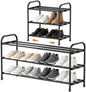 3 Tier Expandable Shoe Rack Metal Shoe Stand Shelf Storage for Entryway Closet Doorway, Black - size: 3 Tier