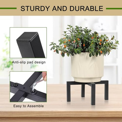 Plant Stand Indoor Outdoor, Heavy Duty Metal Plant Pot Holder, Mid Century Modern Planter Stands, Floor Flower Pot Holder, Fit 5-15 Inches Pots (Black, Fit 5-15 inch pots) - size: Fit 5-15 inch pots