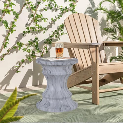 Stone Side Table,Round Faux Marble Side Table,Modern Small Stone End Table for Balcony (White-15.35"-5) - color: White-15.35"-5