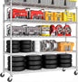 PrimeZone 5 Tier 48" Wx24''Dx81''H Wire Shelving with Wheels 3000lbs NSF Certified Storage Shelves Heavy Duty Metal Shelf Adjustable Rolling Rack Commercial Garage Restaurant Warehouse Kitchen Chrome - size: 48" W x 24" D x 81" H