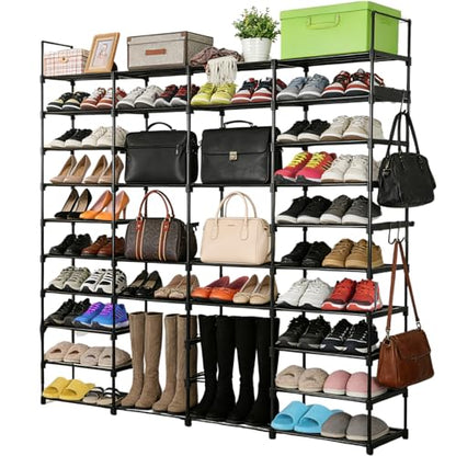 Extra Large Shoe Rack – 4 Columns × 10 Tiers, Holds Up to 72–80 Pairs – Heavy-Duty Stackable Metal Shoe Organizer for Entryway, Closet, Garage