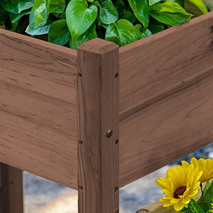 Outsunny Raised Garden Bed with 3 Planter Box, Elevated Wooden Plant Stand with Drainage Holes, for Vegetables, Herb and Flowers, Coffee - color: Coffee, size: 6.04' x 1.48' x 2.63'