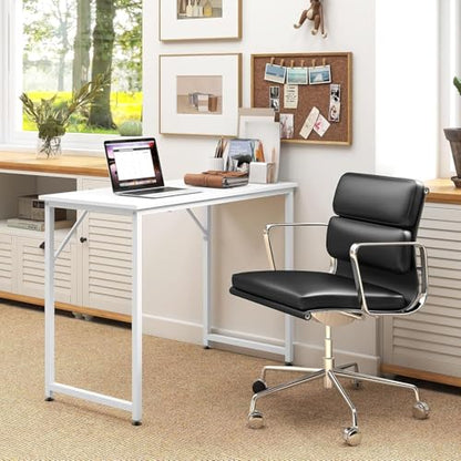 HOMGX Home Office Writing Desk, Laptop PC Workstation, 40-Inch Small Computer Desk w/Sturdy Metal Frame, Modern Simple Laptop Desk for Home Office, Bedroom, Study (White) - color: White