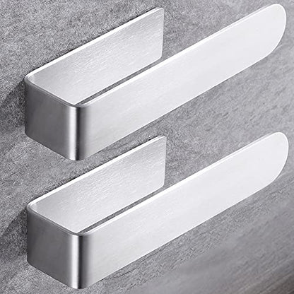 Taozun Adhesive Towel Bar Stainless Steel Hand Towel Holder 2 Pack Silver | Towel Rack, Easy to Install, No Drilling, Sturdy, Holds Well, Space Saver, for Bathroom/Bath/Kitchen/RV, Stick on Smooth Wall - color: Silver, size: 8-inch(2 Pack)