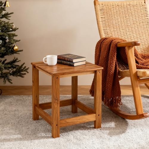 Utoplike Teak Outdoor Side Table for Patio, Adirondack Sides Tables | Pool Coffee Accent Table, Wood End Tables for Garden, Backyard, Bed, Living Room, Couch - size: 1-Tier