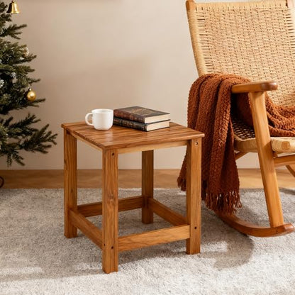 Utoplike Teak Outdoor Side Table for Patio, Adirondack Sides Tables | Pool Coffee Accent Table, Wood End Tables for Garden, Backyard, Bed, Living Room, Couch - size: 1-Tier