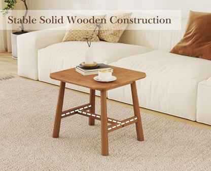 CIMOTA Solid Wood Side Table Modern Small Square End Table for Living Room Farmhouse Narrow Nightstand for Small Spaces/Bedroom/Office, Natural Finish - color: Natrual