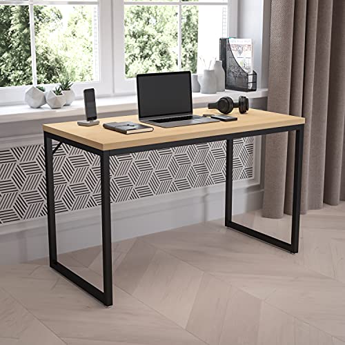 Flash Furniture Industrial Desk, 47", Maple/Black | Commercial Grade, Home Office Desk, Writing Desk, Easy Assembly - color: Black, size: 47 Inch