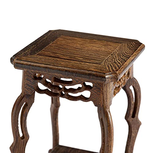 Beautiful Hand Craft Rosewood Oriental Vase Stand for Small Vases and Plants (L3.5in x W3.5in x H5in) - size: L3.5" x W3.5" x H5"