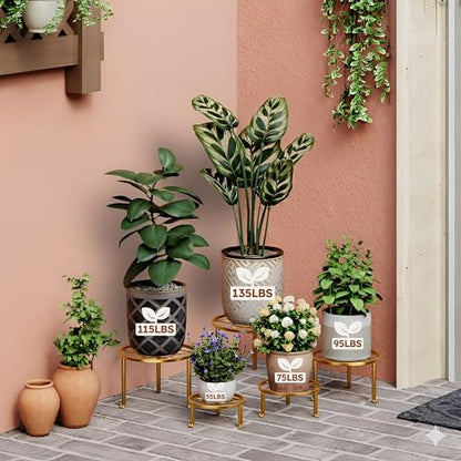 5 Pack Metal Plant Stand, Sturdy Tiered Display Rack for Indoor Outdoor Patio Home Garden - color: Diamond-Gold