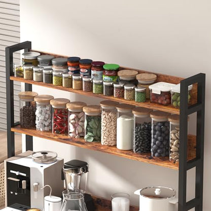 Kitchen Baker’s Rack with Power Outlet, 5-Tier Free Standing Storage Shelf Rack with Hooks, Kitchen Shelves with Storage,Industrial Microwave Stand Shelf for Dining Room,Coffee Bar for Spaces - size: with power outlet