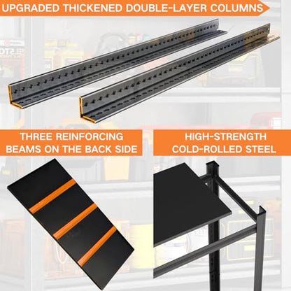 Garage Shelving, Heavy Duty Storage Shelves, Adjustable Boltless Units | Metal Shelving with Double Layer Posts, Industrial Steel Shelving for Garage Basement Warehouse Kitchen, Black, 31H*31W*14D - size: 31W*31H*14D-3T