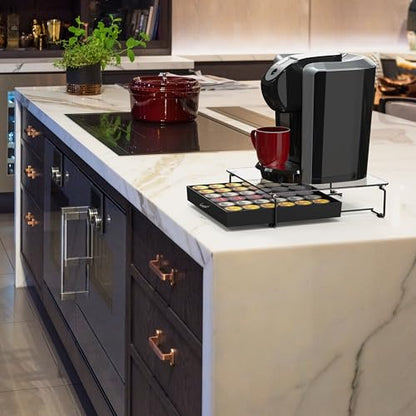 Deco Brothers Tempered Glass K-Cup Holder Drawer for 36 Coffee Pods, Black - color: Black with Glass Top, size: 36 Capsules