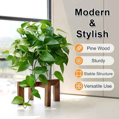 Vigordream Plant Stand, Indoor/Outdoor Wood Plant Holder, Flower Pot Stand | Sturdy Planter Stands, Mid Century Modern Single Plant Riser, Wooden Floor Flower Stand