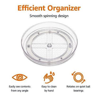 Amazon Basics Clear Rotating Lazy Susan Turntable Organizer for Condiments, 9-Inch, 2-Pack - size: 9" Diameter, 2-Pack