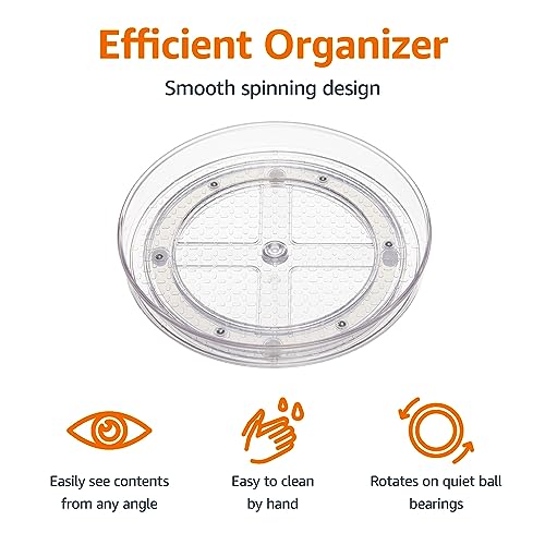 Amazon Basics Clear Lazy Susan Turntable Organizer for Organization, 12-Inch (Pack of 8) - size: 12" Diameter, 2 Tier, 8-Pack