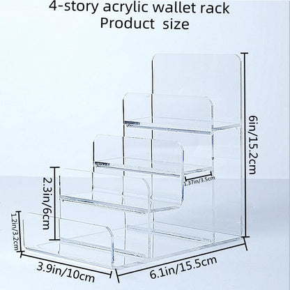 Acrylic Wallet Display Stand Purse Handbag Organizer, Clear Jewelry Riser Display Stand Purse Display Rack, Acrylic Display Shelf for Cosmetic Perfume Jewelry Sunglasses Handbag (2 PCS-4 Tier) - size: 2 PCS-4 Tier