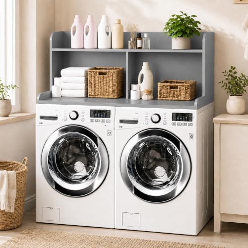 Royxen Laundry Countertop with 20“ Shelf Universal Fit, Washer and Dryer Countertop with Storage Space, Gray - color: Gray