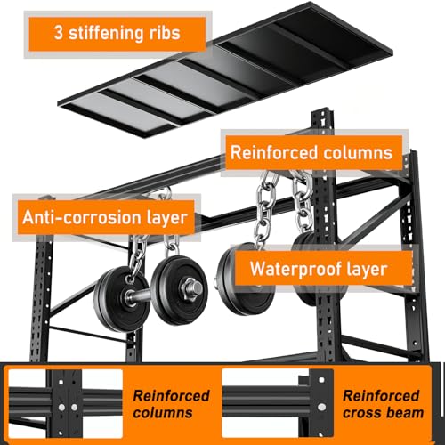 Heavy Duty Garage Shelving,73" H 3000LBS Load Capacity Metal Garage Storage Shelves Adjustable Industrial Shelving Unit for Garage,Warsehouse,Workshop - size: 73"H*31.9"W*13.8"D