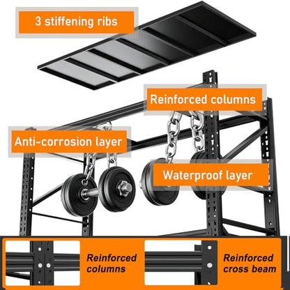 Heavy Duty Garage Shelving,73" H 3000LBS Load Capacity Metal Garage Storage Shelves Adjustable Industrial Shelving Unit for Garage,Warsehouse,Workshop - size: 73"H*31.9"W*13.8"D