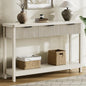 Fluted Console Table, 51 Inch Entryway Table with 3 Drawers | Scandi farmhouse look with quiet full-extension slides, open lower shelf, profile for hallway, entry, foyer or behind sofa. - color: Grey White