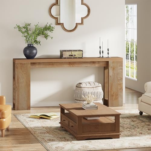 Tribesigns 70.9-Inch Extra Long Console Table, Farmhouse Wood Sofa Table Behind Couch, Narrow Entryway Accent Table for Living Room, Hallway, Entrance, Foyer, Light Oak Brown - color: Light Brown