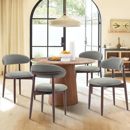 COLAMY Wooden Dining Room Chairs Set of 6, Modern Upholstered Fabric Dining Chairs, Farmhouse Kitchen Chair with Foot Pegs, Green - color: Green, size: Set of 6